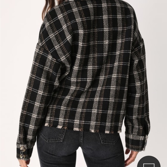 Shikitty Shacket Black and Brown Plaid Cropped Jacket - Picture 2 of 3